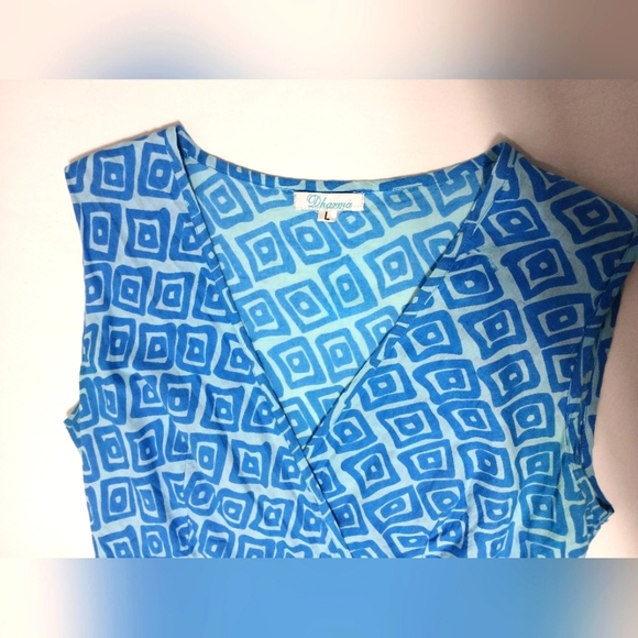 Dharma Trading Co. 100% Indian Cotton Vneck Sleeveless Lined Midi Dress. Size L - Picture 4 of 7